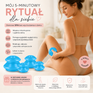 SkinFlow™ – Zestaw 4 silikonowych baniek do domowego masażu ciała